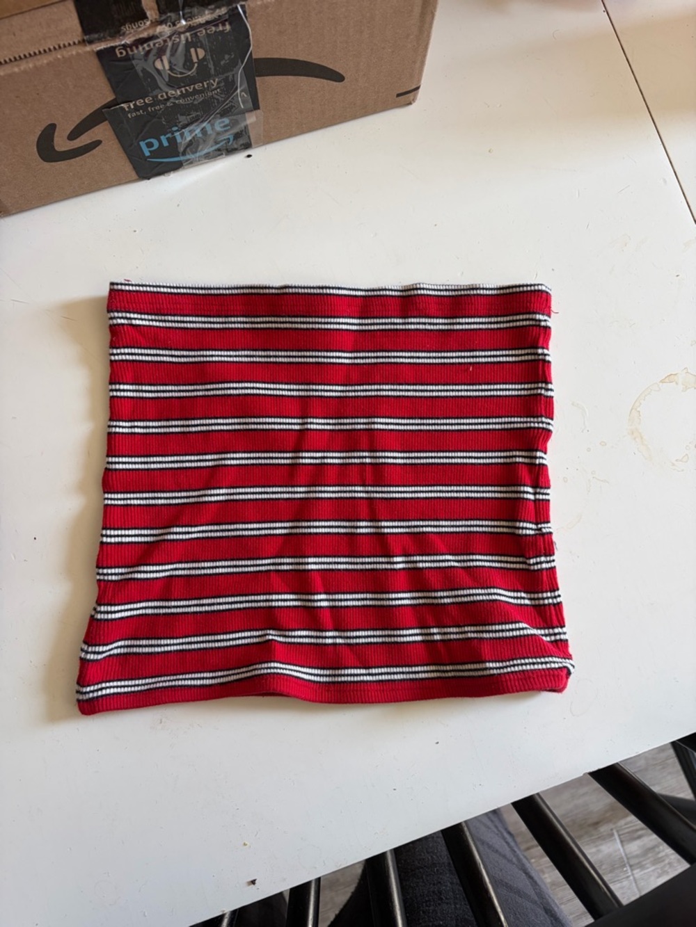 Brandy Melville Red, Black & White Striped Tube Top
